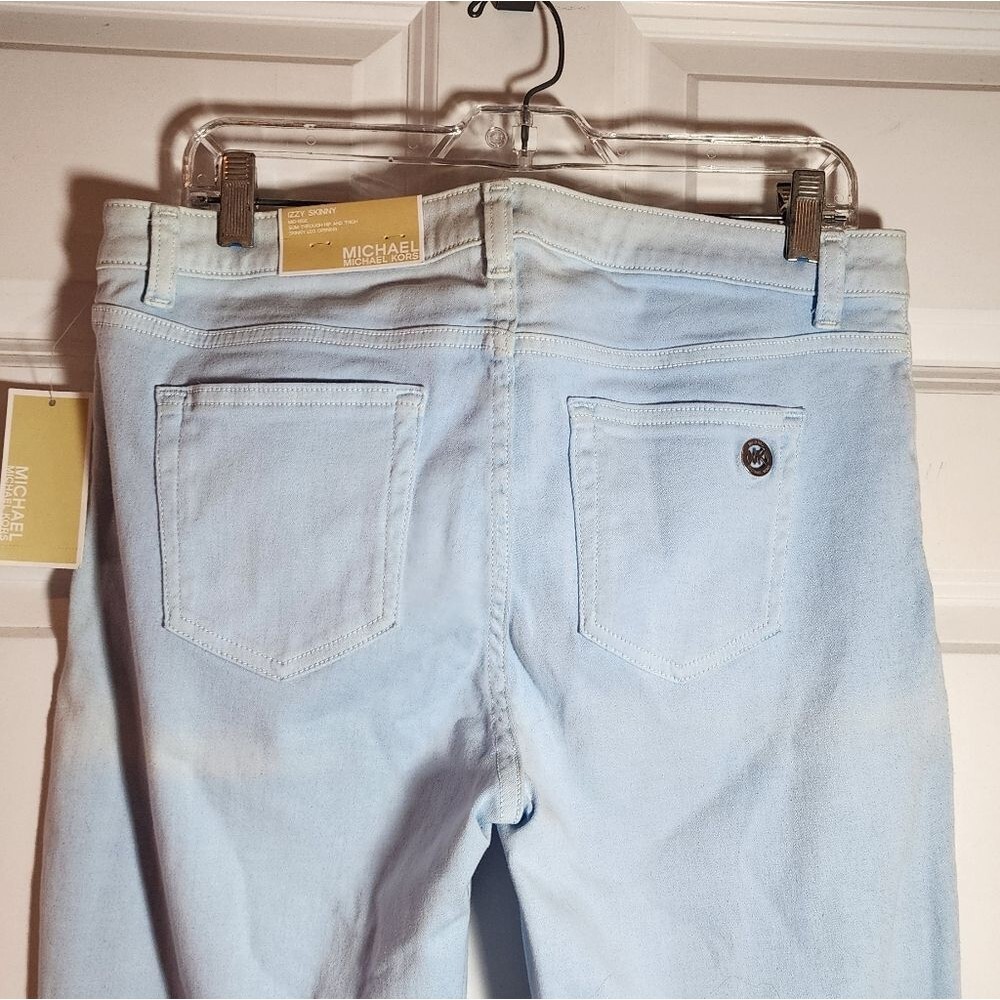 NWT MICHAEL Michael Kors Light Blue Women’s Izzy Skinny Jeans Size 10 Minor Flaw - Picture 7 of 8